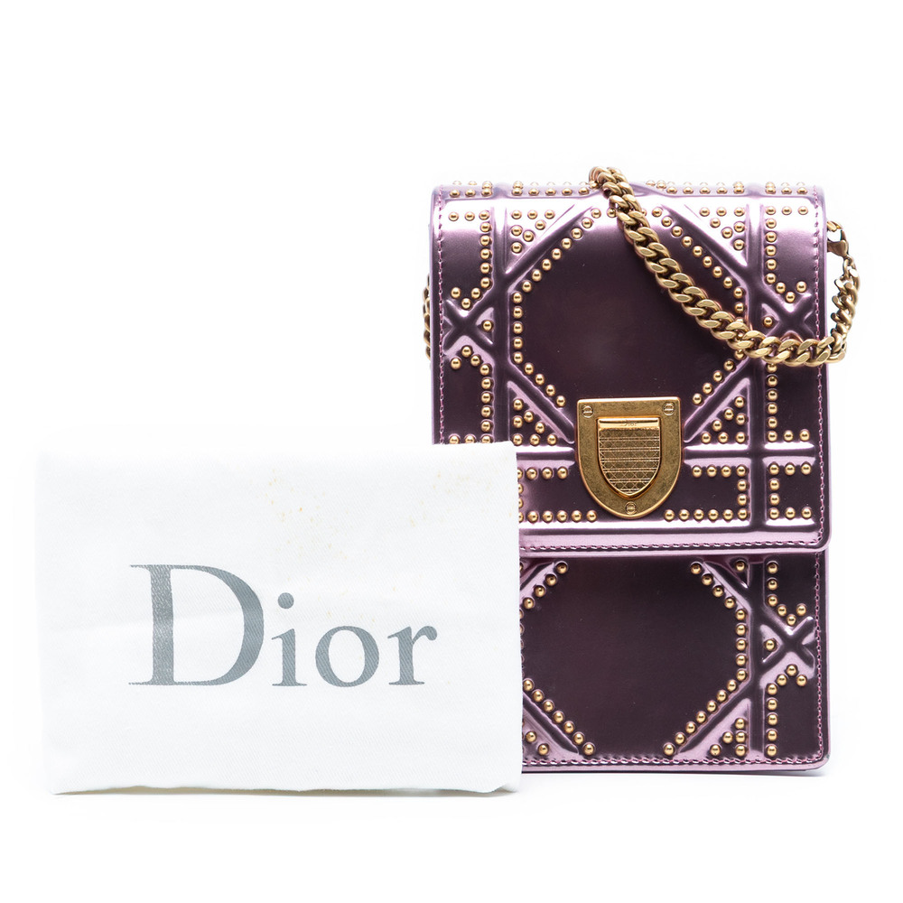 Pre-Loved Dior Metallic Studded Calfskin Vertical Diorama - Picture 8 of 8